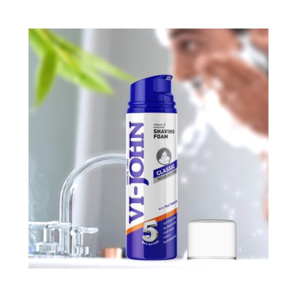 VI-JOHN Classic 5 Way Action Shaving Foam Enriched Vitamin E (200ml) - VI-JOHN