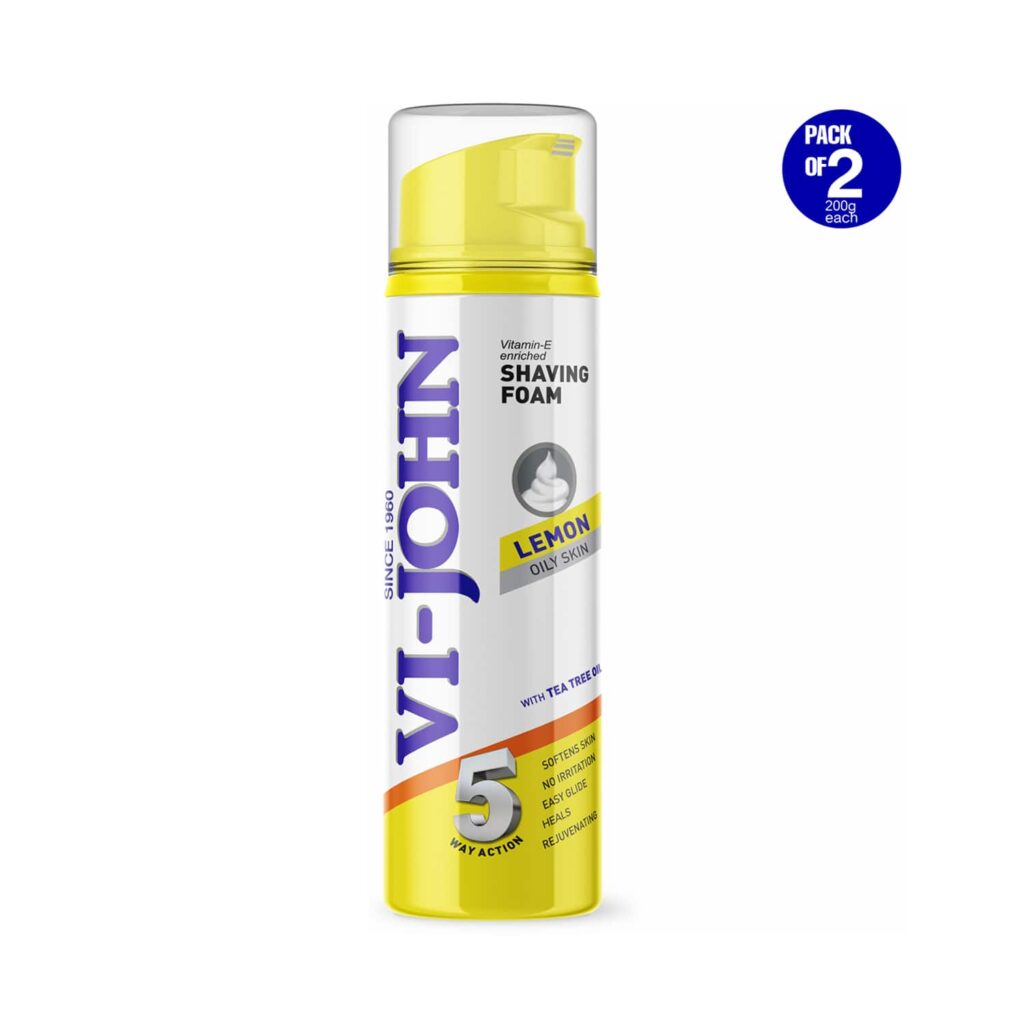 VI-JOHN Classic Lemon 5 Way Action Shaving Foam (Pack of 2) - VI-JOHN