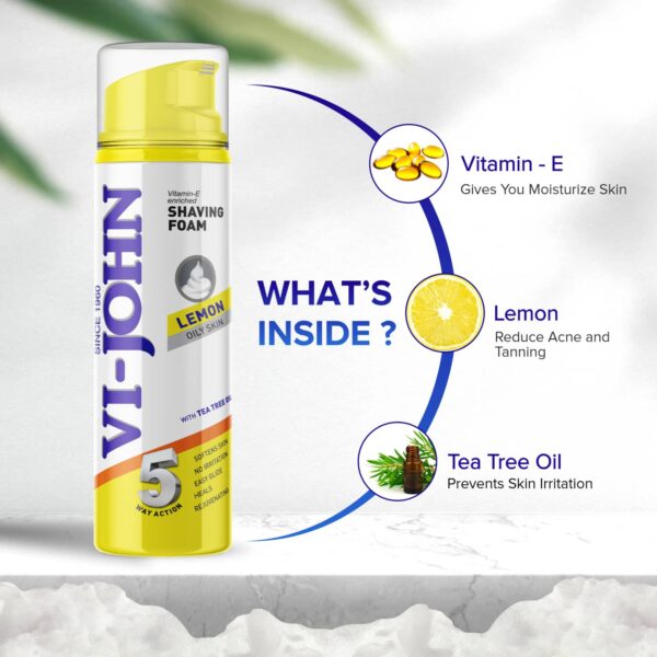 VI-JOHN Classic Lemon 5 Way Action Shaving Foam (Pack of 2) - VI-JOHN