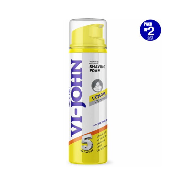VI-JOHN Classic Lemon 5 Way Action Shaving Foam (Pack of 2) - VI-JOHN