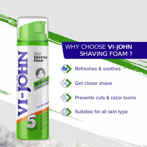 VI-JOHN Classic Menthol 5 Way Action Shaving Foam (Pack of 2) - VI-JOHN