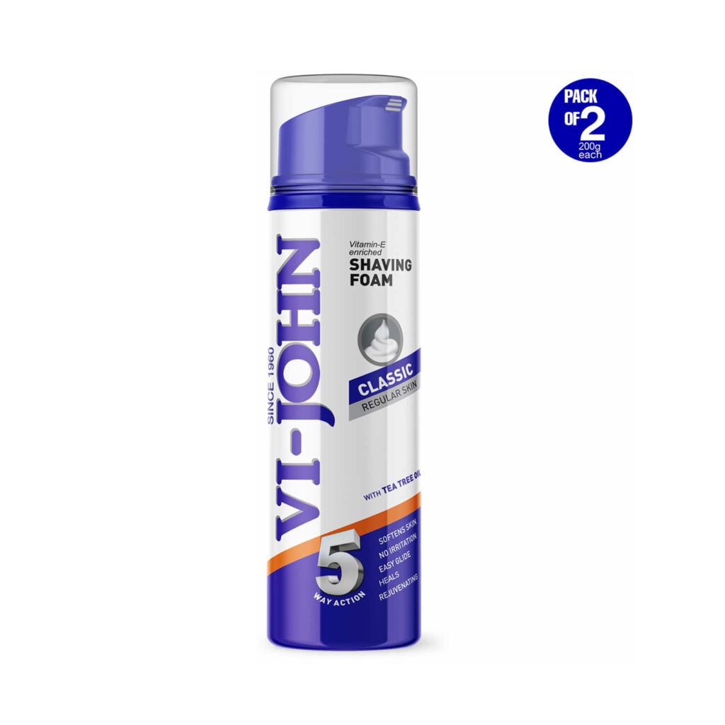VI-JOHN Classic Vitamin E Enriched 5 Way Action Shaving Foam (Pack of 2) - VI-JOHN