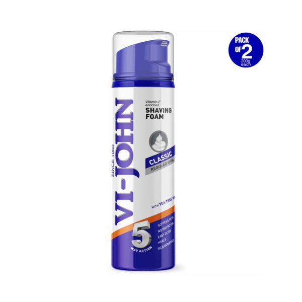 VI-JOHN Classic Vitamin E Enriched 5 Way Action Shaving Foam (Pack of 2) - VI-JOHN