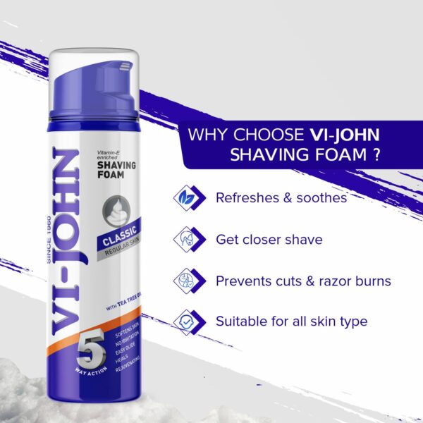 VI-JOHN Classic Vitamin E Enriched 5 Way Action Shaving Foam (Pack of 2) - VI-JOHN