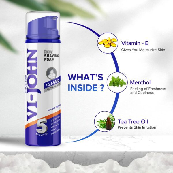 VI-JOHN Classic Vitamin E Enriched 5 Way Action Shaving Foam (Pack of 2) - VI-JOHN