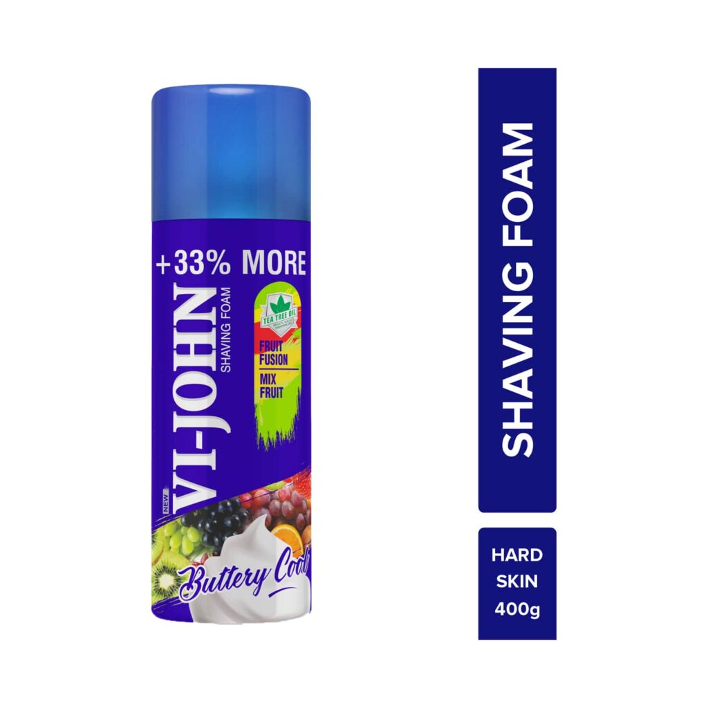 VI-JOHN Fruit Fusion Shaving Foam With Vitamin E Enriched & Antibacterial Properties (400g) - VI-JOHN