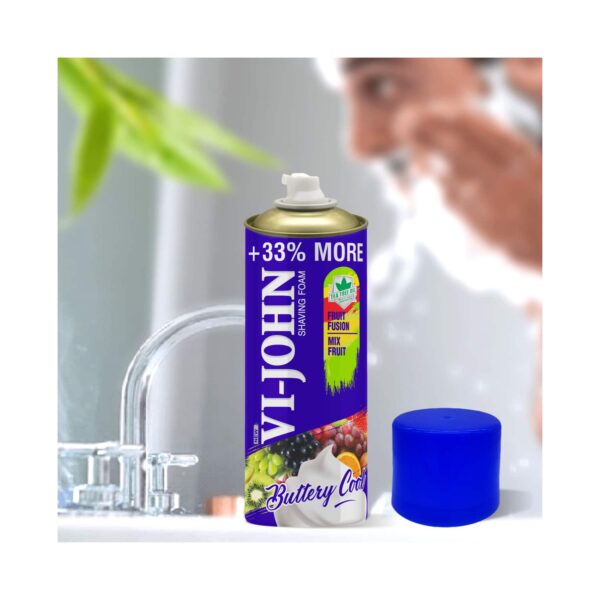 VI-JOHN Fruit Fusion Shaving Foam With Vitamin E Enriched & Antibacterial Properties (400g) - VI-JOHN
