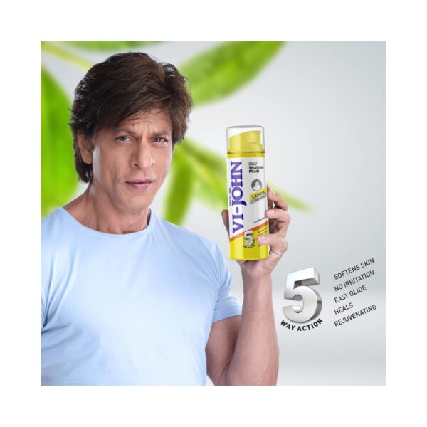 VI-JOHN Lemon 5 Way Action Shaving Foam Enriched Vitamin E For Oily Skin (200ml) - VI-JOHN
