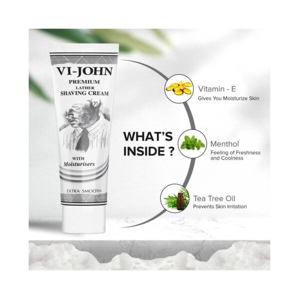 VI-JOHN Premium Lather Shaving Cream With Moisturizers For Extra Smooth Shave (91g) - VI-JOHN