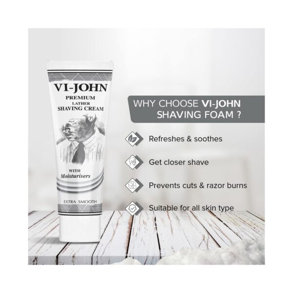 VI-JOHN Premium Lather Shaving Cream With Moisturizers For Extra Smooth Shave (91g) - VI-JOHN