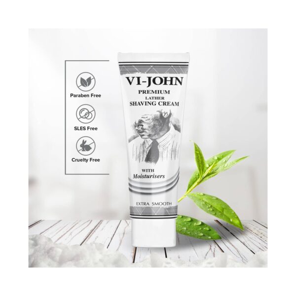 VI-JOHN Premium Lather Shaving Cream With Moisturizers For Extra Smooth Shave (91g) - VI-JOHN