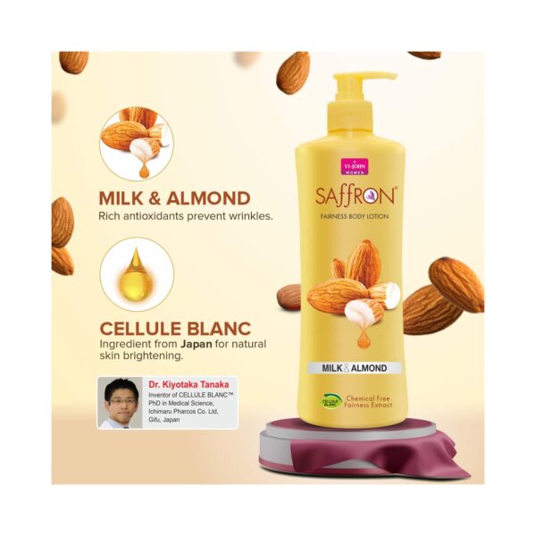 VI-JOHN Saffron Milk Almond Fairness Body Lotion (400ml) - VI-JOHN