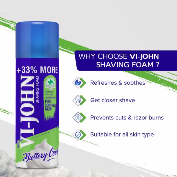 VI-JOHN Shaving Foam For Sensitive Skin With Vitamin E (Pack Of 3) - VI-JOHN