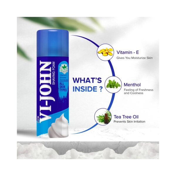 VI-JOHN Shaving Foam With Vitamin E Enriched & Antibacterial Properties (50g) - VI-JOHN