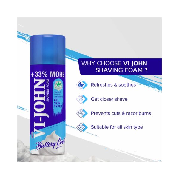 VI-JOHN Shaving Foam With Vitamin E Enriched & Antibacterial Properties (300g) - VI-JOHN