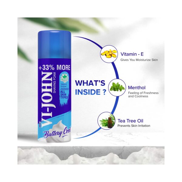 VI-JOHN Shaving Foam With Vitamin E Enriched & Antibacterial Properties (300g) - VI-JOHN