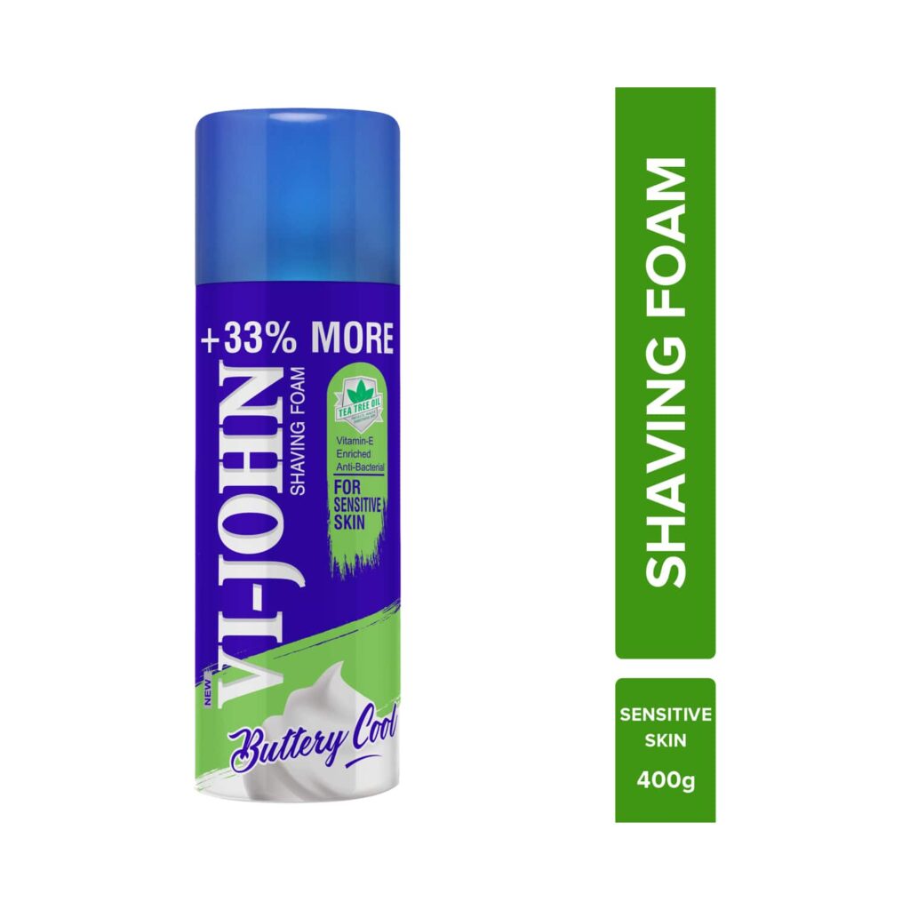 VI-JOHN Shaving Foam With Vitamin E Enriched & Antibacterial Properties For Sensitive Skin (400g) - VI-JOHN