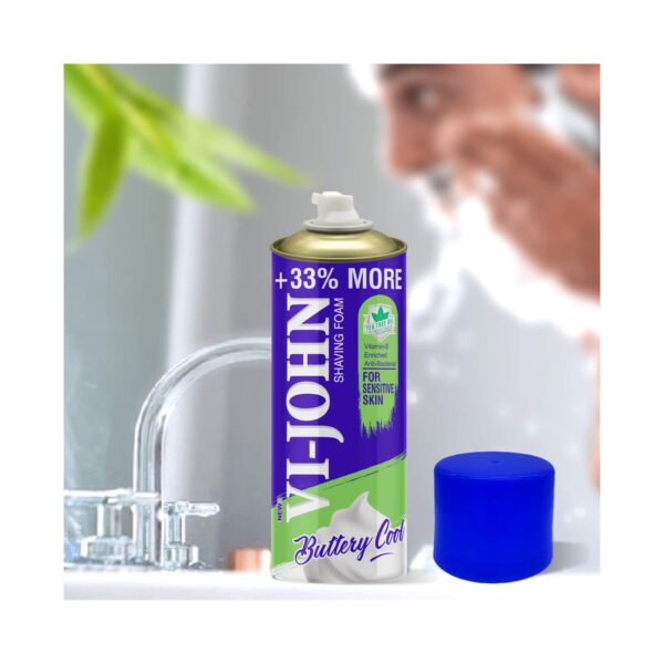VI-JOHN Shaving Foam With Vitamin E Enriched & Antibacterial Properties For Sensitive Skin (400g) - VI-JOHN