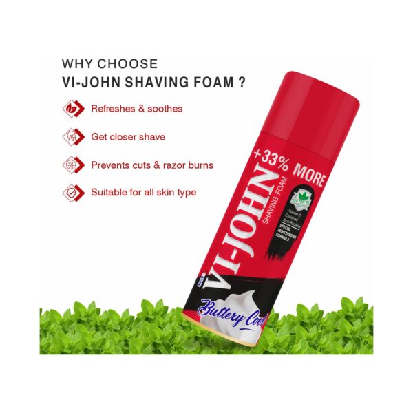 VI-JOHN Special Moisturizing Formula Shaving Foam With Vitamin E Enriched With Antibacterial (400ml) - VI-JOHN