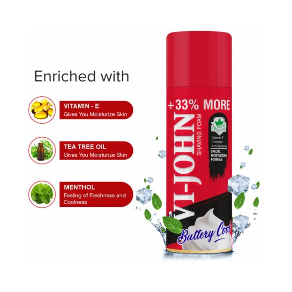 VI-JOHN Special Moisturizing Formula Shaving Foam With Vitamin E Enriched With Antibacterial (400ml) - VI-JOHN