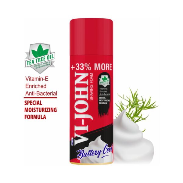VI-JOHN Special Moisturizing Formula Shaving Foam With Vitamin E Enriched With Antibacterial (400ml) - VI-JOHN
