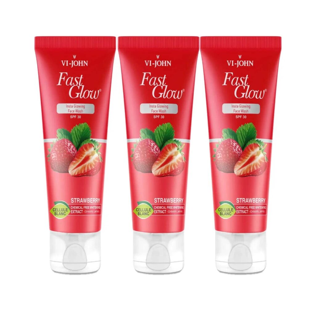 VI-JOHN Strawberry Fast Glow Insta Glowing SPF 30 Face Wash (Pack of 3) - VI-JOHN