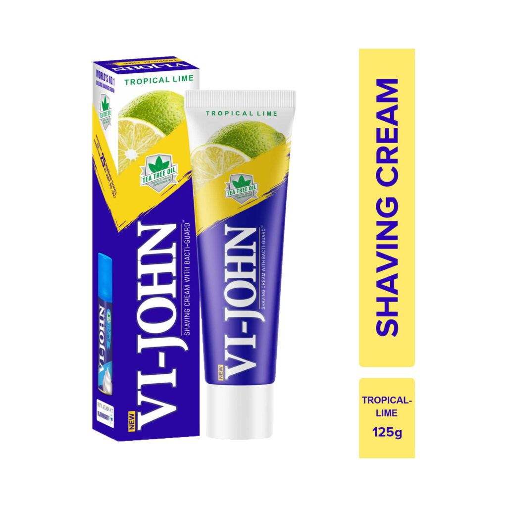 VI-JOHN Tropical Lime Shaving Cream With Tea Tree Oil & Bacti-Guard (125g) - VI-JOHN