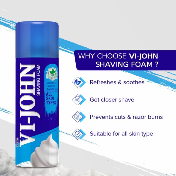 VI-JOHN Vitamin E Enriched Anti-Bacterial Shaving Foam (Pack of 12) - VI-JOHN
