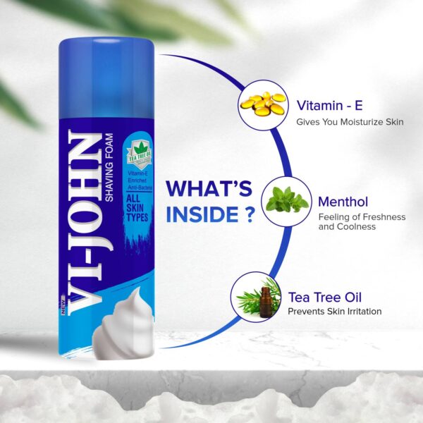 VI-JOHN Vitamin E Enriched Anti-Bacterial Shaving Foam (Pack of 12) - VI-JOHN