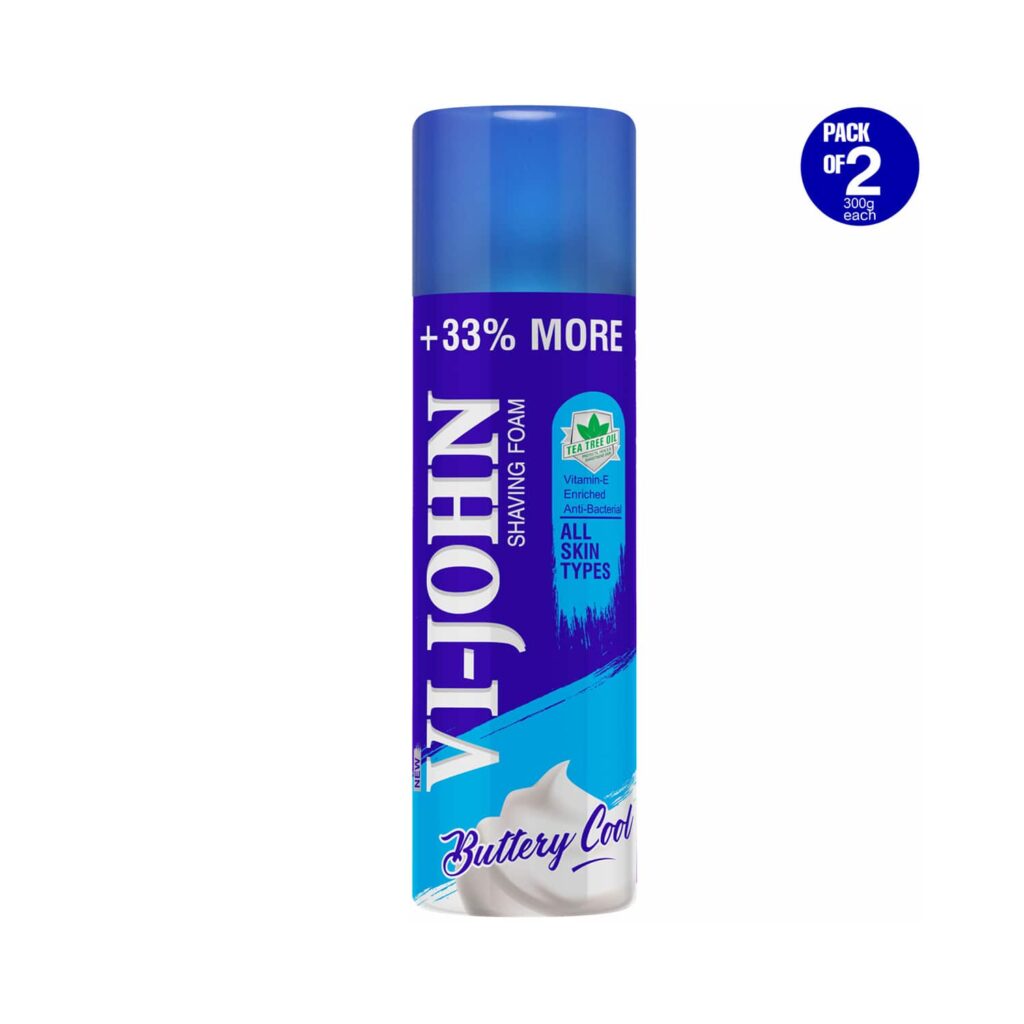 VI-JOHN Vitamin E Enriched Anti-Bacterial Shaving Foam (Pack Of 2) (300 ml) - VI-JOHN