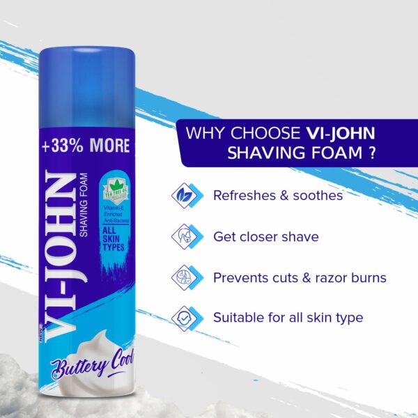 VI-JOHN Vitamin E Enriched Anti-Bacterial Shaving Foam (Pack Of 2) (300 ml) - VI-JOHN