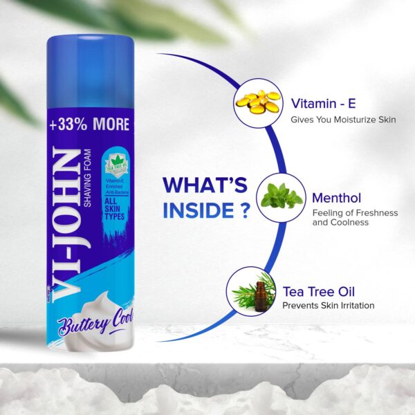 VI-JOHN Vitamin E Enriched Anti-Bacterial Shaving Foam (Pack Of 2) (300 ml) - VI-JOHN