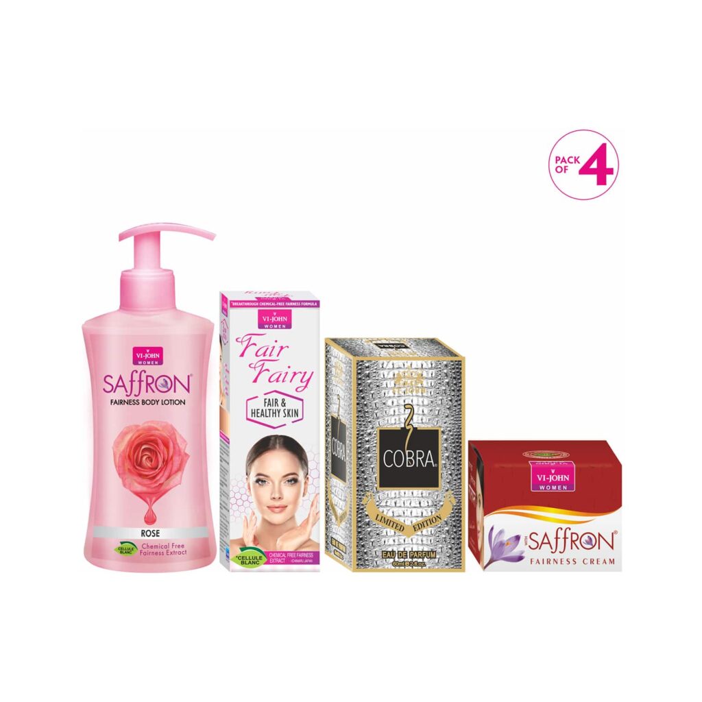 VI-JOHN Women Cream Saffron, Fair Fairy, Eau De Parfum and Fairness Rose Body Lotion - VI-JOHN