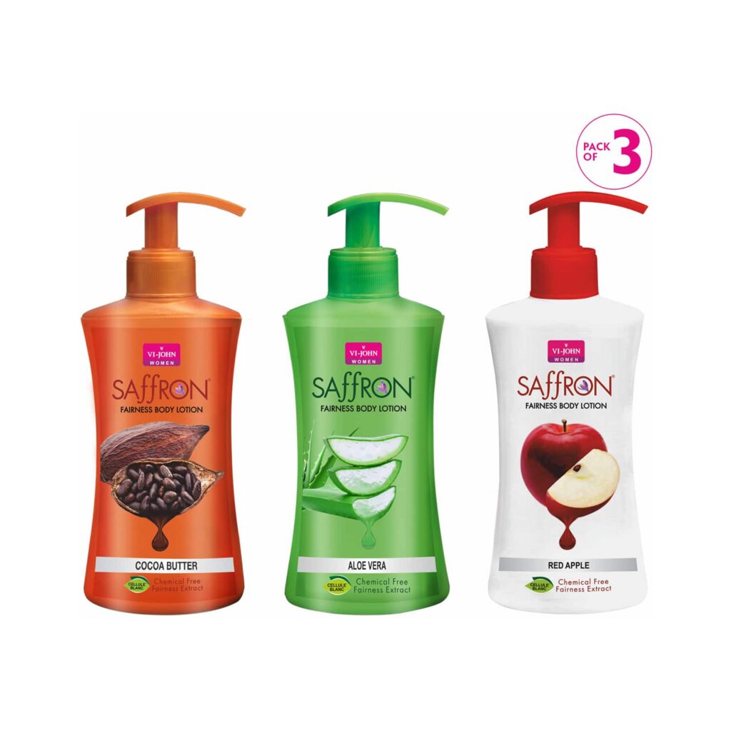 VI-JOHN Women Fairness Body Lotion Red Apple, Aloe Vera & Cocoa Butte (Pack of 3) (250 ml) - VI-JOHN