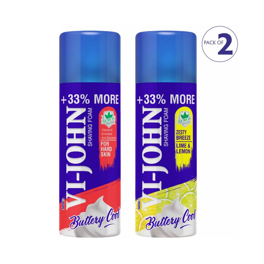 VI-JOHN Zesty Breeze & Lemon Lime Shaving Foam (Pack of 2) - VI-JOHN
