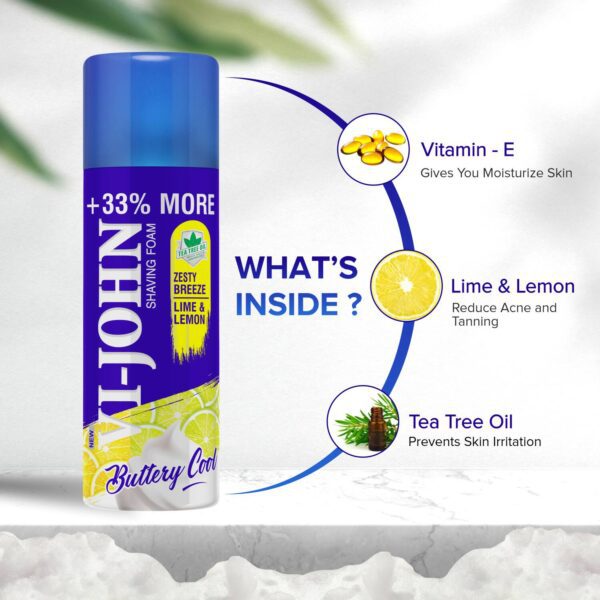 VI-JOHN Zesty Breeze & Lemon Lime Shaving Foam (Pack of 2) - VI-JOHN