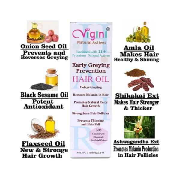 Vigini Anti Grey Early Zero Greying Prevention Hair Oil (100ml) - Vigini
