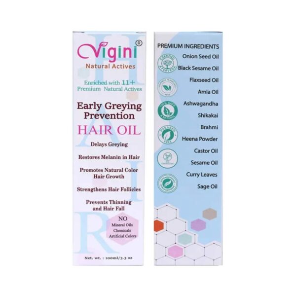 Vigini Anti Grey Early Zero Greying Prevention Hair Oil (100ml) - Vigini