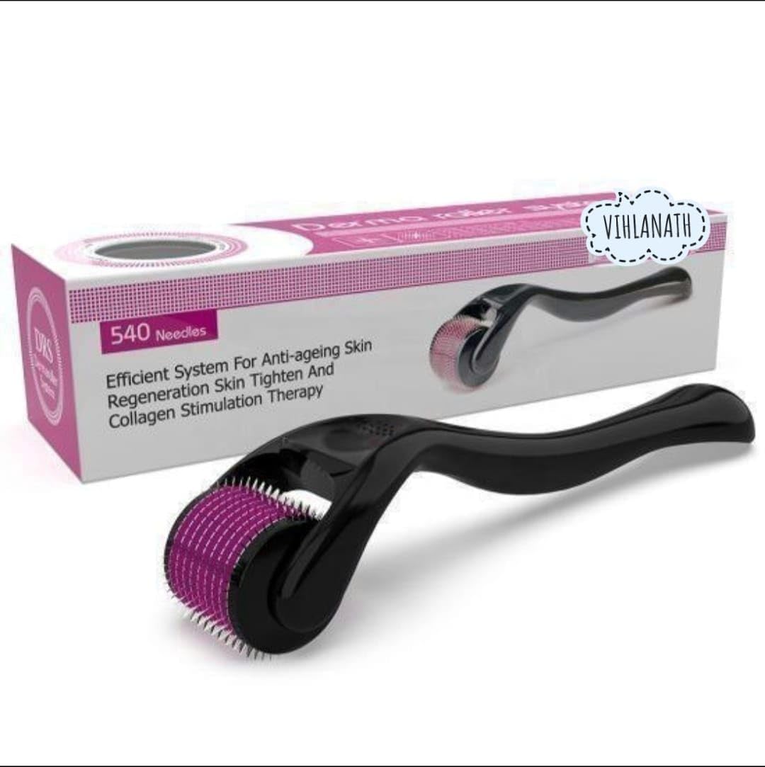 VIHLANATH HAIR roller 0.5 mm With 540 Titanium Alloy Needles | Promotes Beard Growth & Reduces Acne Scars | Safe & Effective To Use (WHITE, Medium)