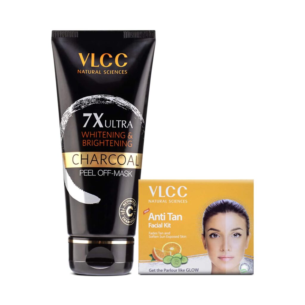 VLCC 7X Ultra Whitening and Brightening Charcoal Peel Off Mask & Anti Tan Facial Kit - VLCC