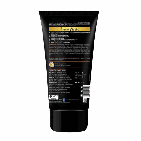 VLCC 7X Ultra Whitening & Brightening Charcoal Peel Off Mask (100g) - VLCC