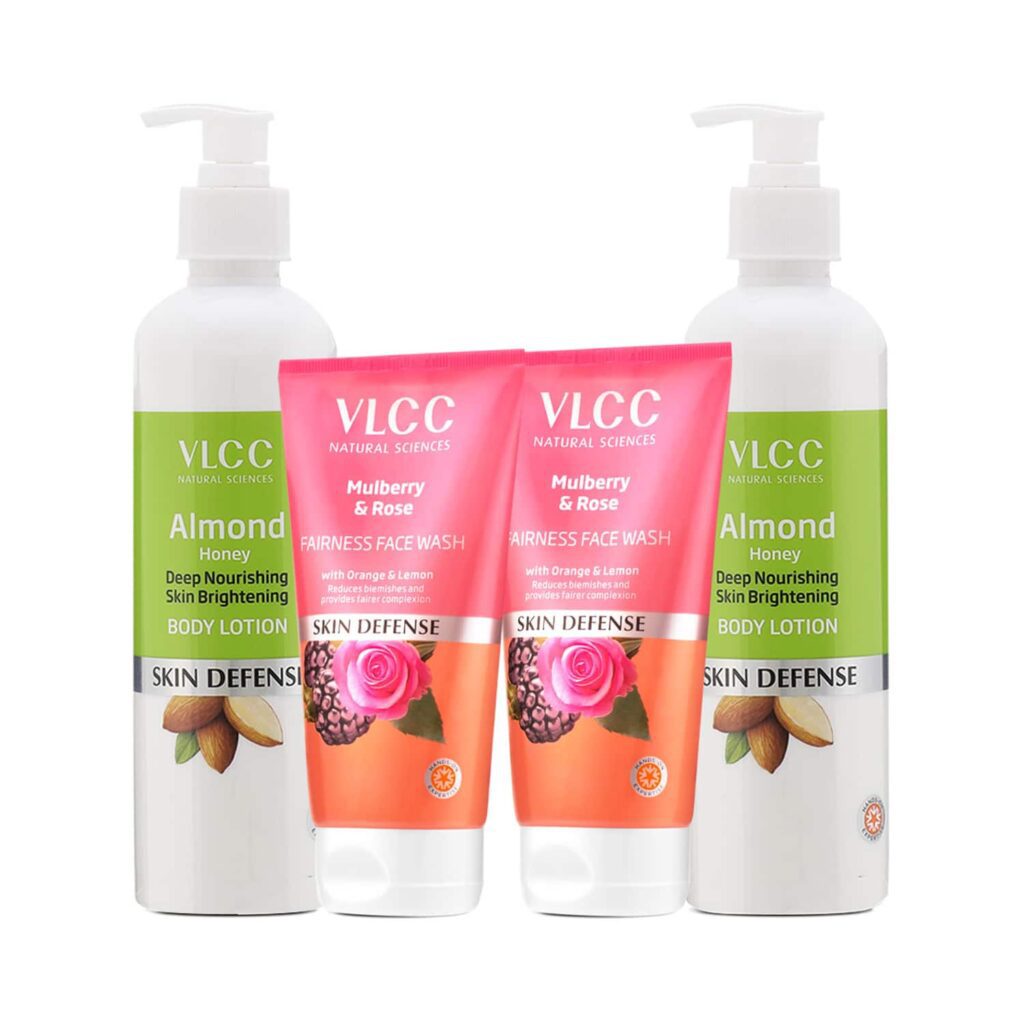 VLCC Almond Honey Skin Brightening Body Lotion & Mulberry & Rose Facewash Set - VLCC