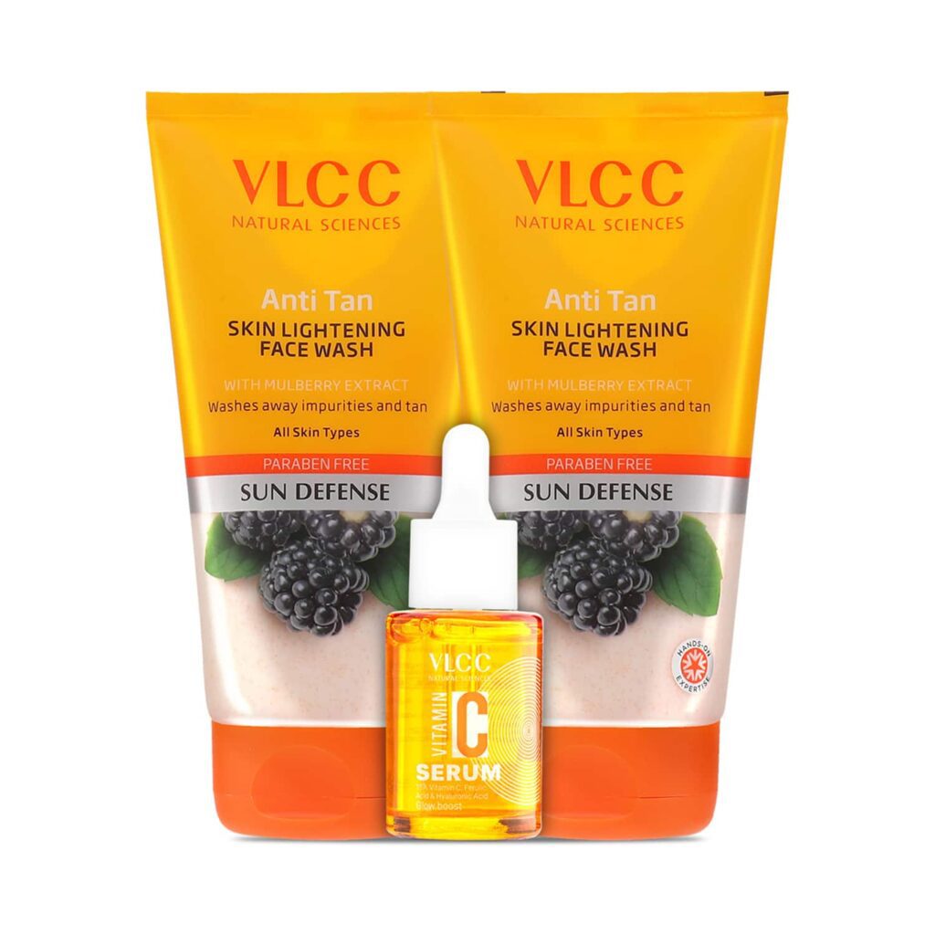 VLCC Anti Tan Skin Lightening Face Wash & Vitamin C Night Serum Combo - VLCC