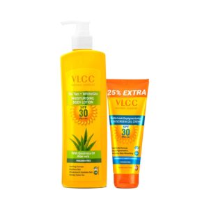 VLCC De Tan Plus White Glow Moisturising Body Lotion & Matte Look SPF 30 PA ++ Sunscreen Combo - VLCC