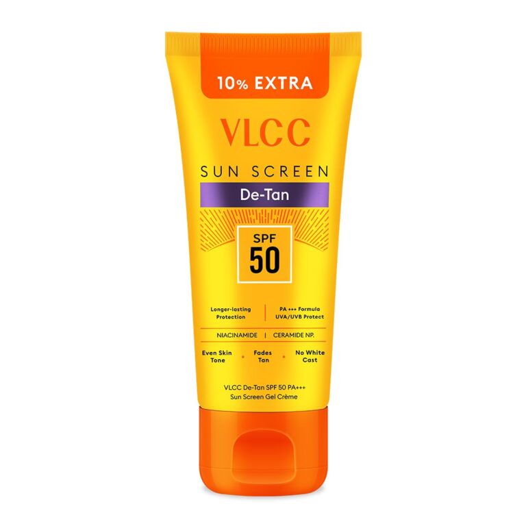 VLCC De-Tan SPF 50 PA+++ Sunscreen Gel Crème - 100g + 10g Extra | With Cucumber, Carrot, and Saxifraga Extracts | Enhances Glow, Protects from UVA, UVB Rays, and Help Reduce...