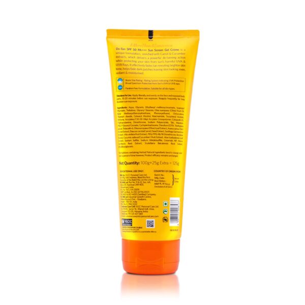 VLCC De-Tan Sunscreen Gel Creme SPF 50 (100g) - VLCC