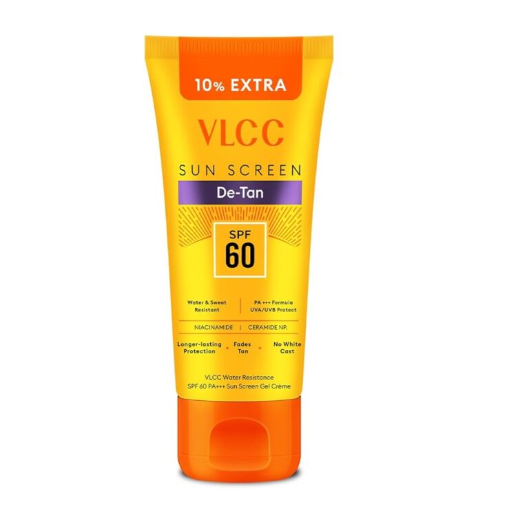 VLCC De-Tan Water Resistant SPF 60 PA+++ Sunscreen Gel Crème - 100g + 10g Extra | With Niacinamide, Ceramides & Vitamin E | Protects from UVA, UVB Rays, Sun Damage, Skin...