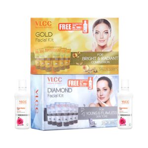 VLCC Gold & Diamond Facial Kit with Free Rose Water Toner Combo - VLCC
