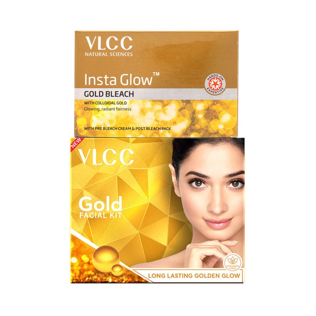 VLCC Gold Facial Kit & Insta Glow Gold Bleach Combo - VLCC