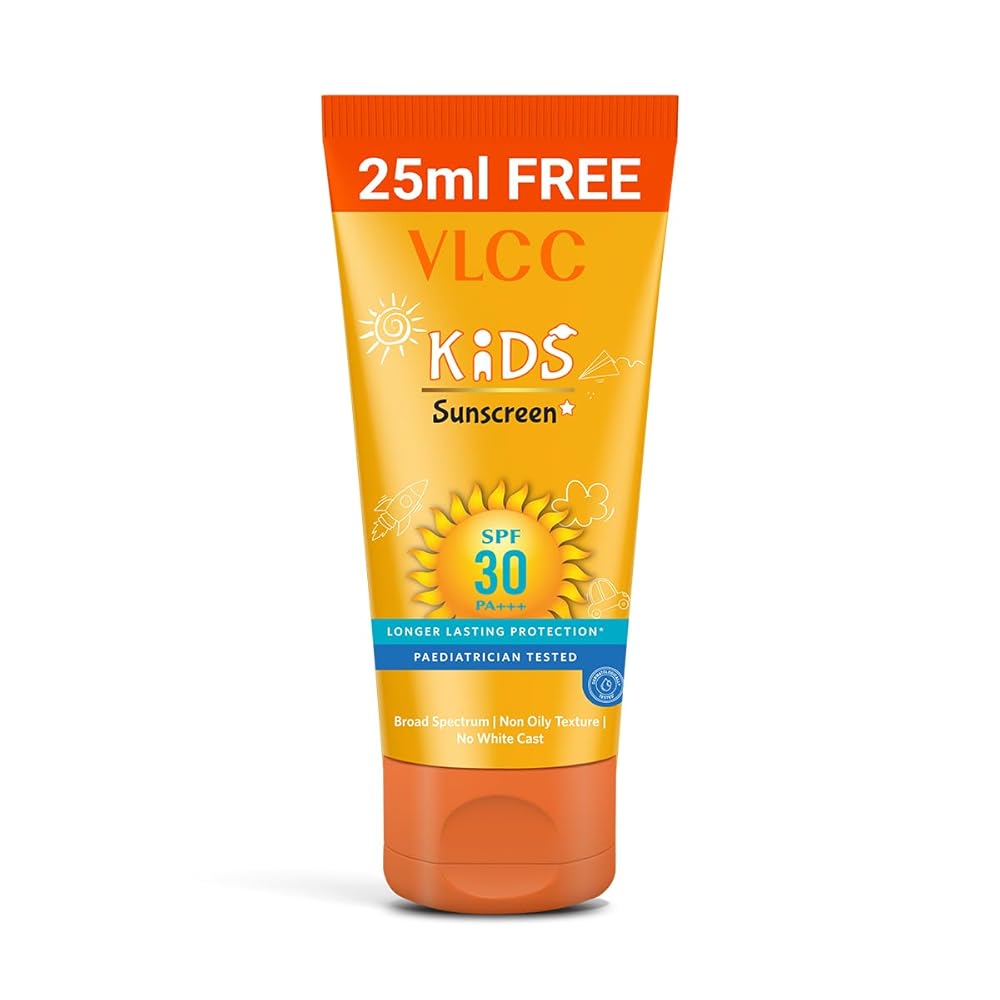 VLCC Kid's Sunscreen SPF 30 PA +++ - 75ml for Kids | Dermatologically Safe and Paediatrician Tested | UVA & UVB Protection | No White Cast | Paraben & Silicone Free